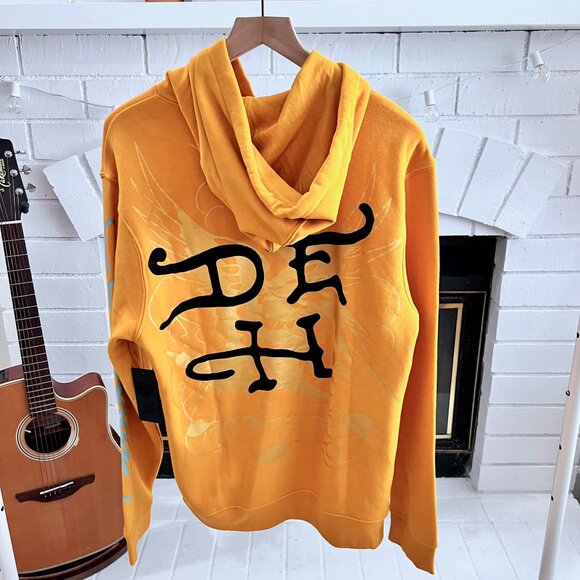 Don Ed Hardy Black Panther Logo Mustard Yellow Hoodie - Large - Picture 2 of 7